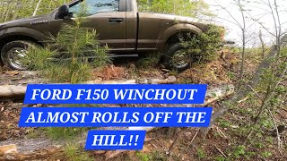 Driving Fail Ford F150 Off Road Recovery From A Steep Hill Winchout Rollback Flatbed Towtruck Viral [upl. by Aitetel]