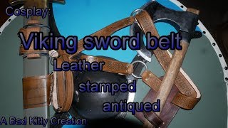 Making a leather viking sword belt and suspension system [upl. by Hajin64]