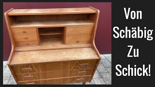 DIY Midcentury Teak Furnier Schreibtisch Restaurierung Furnier richtig aufarbeiten [upl. by Streetman]