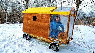 UPGRADING The Drivable Camper  Full Cabin Build  Snowy Overnight Adventure [upl. by Aihsele]