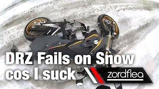 Suzuki DRZ400 SM  First Ever Snow Ride [upl. by Uwkuhceki]