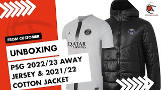 PSG 202223 Away Jersey amp 202122 Cotton Jacket Review  Soccerdealshop [upl. by Mendel5]