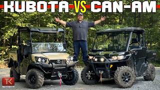 CanAm Defender vs Kubota RTVXG850  Moving Rock amp Playing in Mud [upl. by Tterrag614]