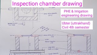 Inspection chamber drawing  PHE amp Irrigation Engineering Drawing UBTER Civil Engg 4th semester [upl. by Sirc]