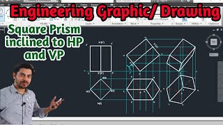 projection of solid  square prism projection  projection of square prism in autocad  Mech20 Tech [upl. by Aliak]