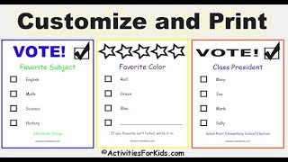 Printable Voting Ballots for Kids  Teach Kids About Voting  Classroom Voting Lesson Plan Printable [upl. by Aicenert]