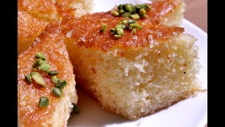 Semolina Cake  Soft Rava cake  Basbousa  Cookkurry [upl. by Annah]