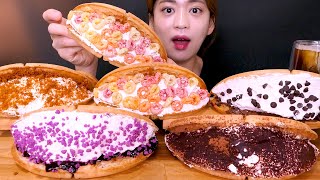 🧇Cream Waffle😍크림폭탄✨겉바속촉 카페인 중독 생크림 와플 먹방❤Tiramisu Lotus Blueberry Nutella Mukbang [upl. by Larine615]