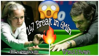 Ronnie Osullivan vs Reanne Evans  Makes a Maximum Break 147 in 6 min on the first frame🔥🔥 [upl. by Divan]