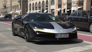 Ferrari SF90 Stradale Assetto Fiorano  Start Up  Driving  Acceleration  Munich [upl. by Kramlich]