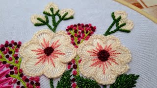 Hermosas flores Bordadas a mano  muy fácil y rápida de hacer [upl. by Wrdna]