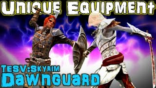 Dawnguard Unique Weapons amp Armor Guide DLC  TESV Skyrim Special Edition [upl. by Raffo]