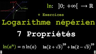 LOGARITHME NEPERIEN Maîtriser les 7 propriétés ln  Savoir simplifier des expressions ln Exercices [upl. by Kraska832]