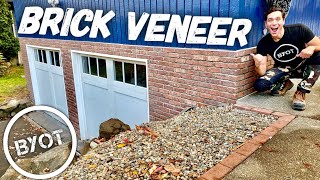 How To Install Brick Veneer Outside  DIY THIN BRICK [upl. by Maag776]