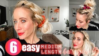 Six Medium Length Hairstyles  EASY  FAST [upl. by Katonah265]