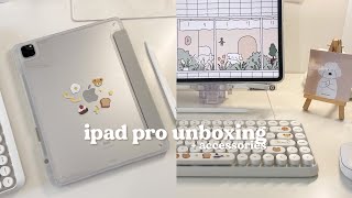 ipad pro 129”  apple pencil unboxing ♡𓈒  aesthetic ipad accessories and decor 📦 [upl. by Lodie]