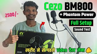 Cezo Bm 800 Condenser Microphone Full Set With Phantom Power Unboxing amp review  sound quality [upl. by Dermott]