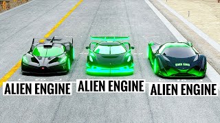 Koenigsegg Jesko Alien Engine vs Bugatti Bolide Alien Engine vs Devel Sixteen Alien Engine  Drag [upl. by Amersham47]