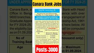 Canara Bank New Vacancy 2024canarabankrecruitment governmentjobs jobs viralshorts2024 [upl. by Rastus]