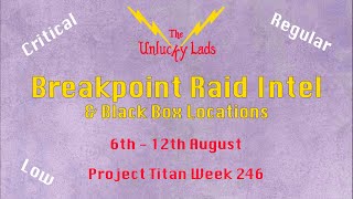 Breakpoint Raid Intel Skips  Black Boxes Critical Regular Low 6th 12th August  Project Titan 246 [upl. by Etnahsa689]