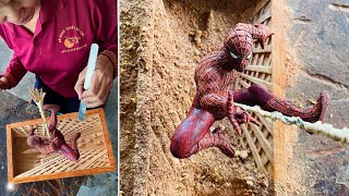 SPIDERMAN Wood Carving  Using Super Red Wood amp Mahogany  NO WAY HOME [upl. by Bannister392]