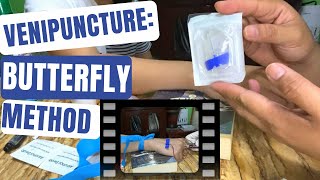 VENIPUNCTURE  using WINGED INFUSION SET butterfly method [upl. by Norej]