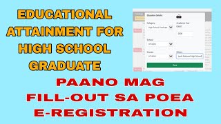 Educational attainment ng highschool graduate sa eregistration Paano sagutan [upl. by Notsob]