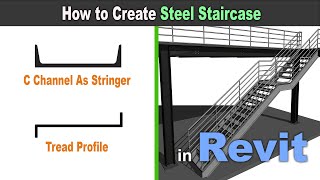 How to Create Steel Stair case in Revit  Revit Tutorial for Beginners [upl. by Asetal]