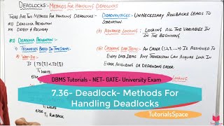 736 Methods For Handling Deadlocks In DBMS  DeadLock Prevention In DBMS  DBMS Free Course Online [upl. by Gerdi]