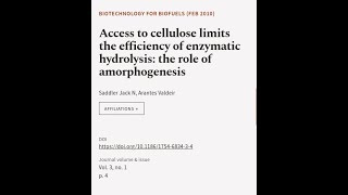 Access to cellulose limits the efficiency of enzymatic hydrolysis the role of amorph  RTCLTV [upl. by Nnod]