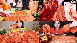 Salmon Asmr Mukbang Sushi Salmon Salmon Noodles Sashimi  Big Bites Mukbang Compilation [upl. by Philipps]