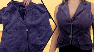 3 IDEIAS DE TRANSFORMAÇÃO SIMPLES EM ROUPAS DE FRIO  COLETE BLUSA CASACO E VESTIDO [upl. by Rayle]