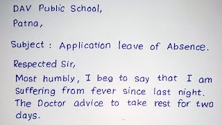 Application for leave of absence in school  How to write application for leave to the principal [upl. by Annissa296]