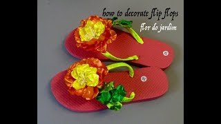 1 Parte costumisando chinelas thongs decorated  how to decorate flip flops [upl. by Kirtap]