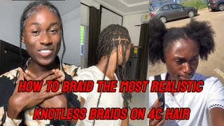 Natural looking Knotless braids on afro hair [upl. by Earlene563]