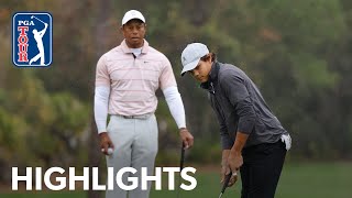 Tiger and Charlie Woods shoot 8under 64  Round 1  PNC Championship  2023 [upl. by Einyaj]