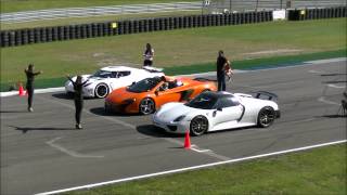 Porsche 918 Spyder vs 650S Spider vs Koeningsegg Agera R  DragRace [upl. by Aihsenak]