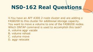 NS0162 NetApp Certified Data Administrator ONTAP Real Questions [upl. by Eldwen114]