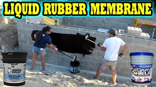 How to seal Concrete amp CMU block walls and foundations with Liquid Rubber Waterproof Coatings DIY [upl. by Pine]