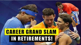 Rafael Nadal does the Career Grand Slam in RETIREMENTS [upl. by Ellenahs]