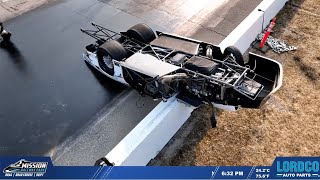 Street Outlaws Crash at Mission Raceway Park [upl. by Neirbo224]