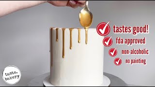 How to Make METALLIC GOLD DRIP for your CAKE without painting NEW SECRET RECIPE without alcohol [upl. by Aroc597]