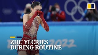 Tears and online criticism as China’s USborn skater Zhu Yi falters in another Olympic routine [upl. by Okimuy]