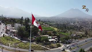 La bandera del Perú mas grande de Arequipa y la región sobrevuelo drone bandera peru arequipa [upl. by Elsbeth484]