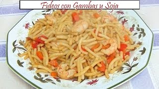 Fideos con Gambas y Soja  Receta de Cocina en Familia [upl. by Aicnatsnoc692]