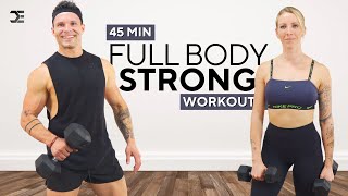 45 Min FULL BODY DUMBBELL WORKOUT  Strength amp Muscle Building with Weights [upl. by Kataway]