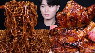 자메이카통다리 짜파게티 치즈볼 치킨 먹방ASMR MUKBANG BLACK BEAN NOODLES amp SPICY BBQ CHICKEN チキン チーズボール eating sounds [upl. by Leziar571]