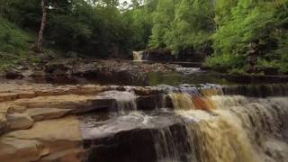 The amazing waterfalls on the River Swale at Keld North Yorkshire – With the DJI Phantom 4 [upl. by Alioz748]