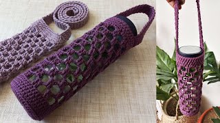 how to crochet a water bottle holder  water bottle holder crochet [upl. by Sinnaoi424]