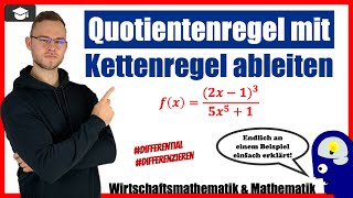 Quotientenregel und Kettenregel kombiniert ableiten an einem Beispiel erklärt [upl. by Lipps582]